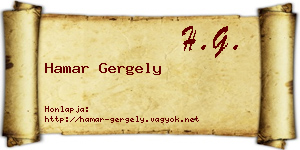 Hamar Gergely névjegykártya